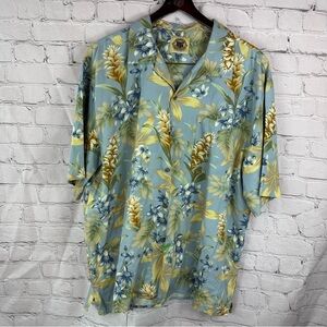 pusser's west indies hawaiian camp shirt Tropical Floral Men's sz L silk/cotton